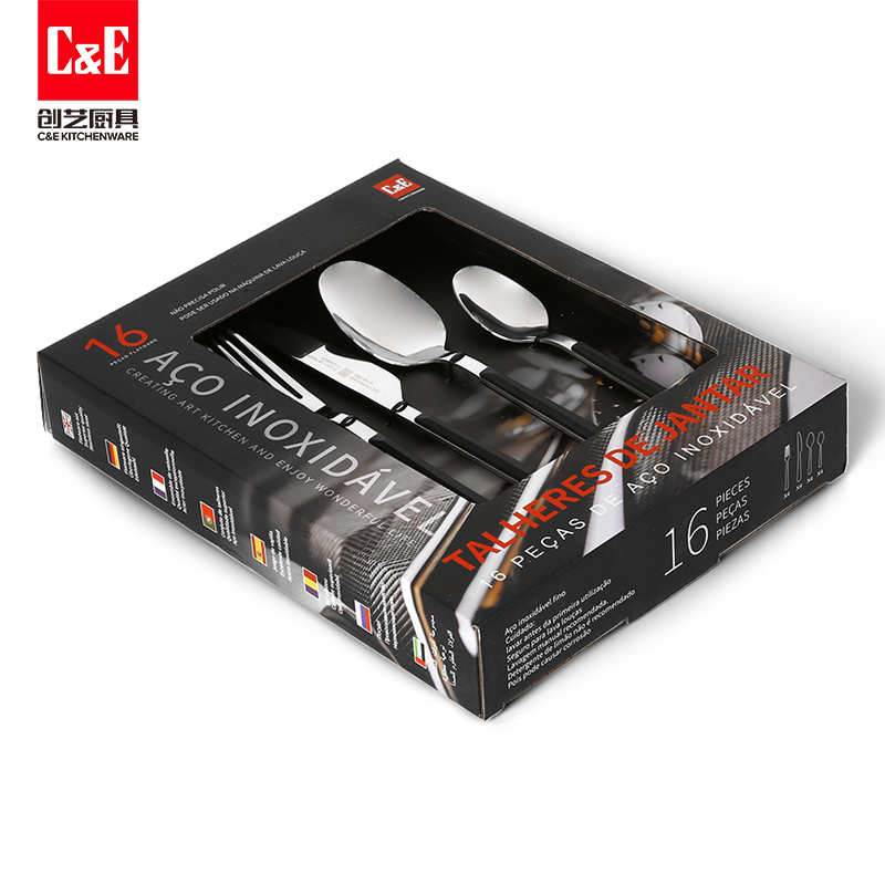 C&E Creative 16-piece set of stainless steel retro steak knife, dessert spoon and salad fork for home use in restaurants pic 6