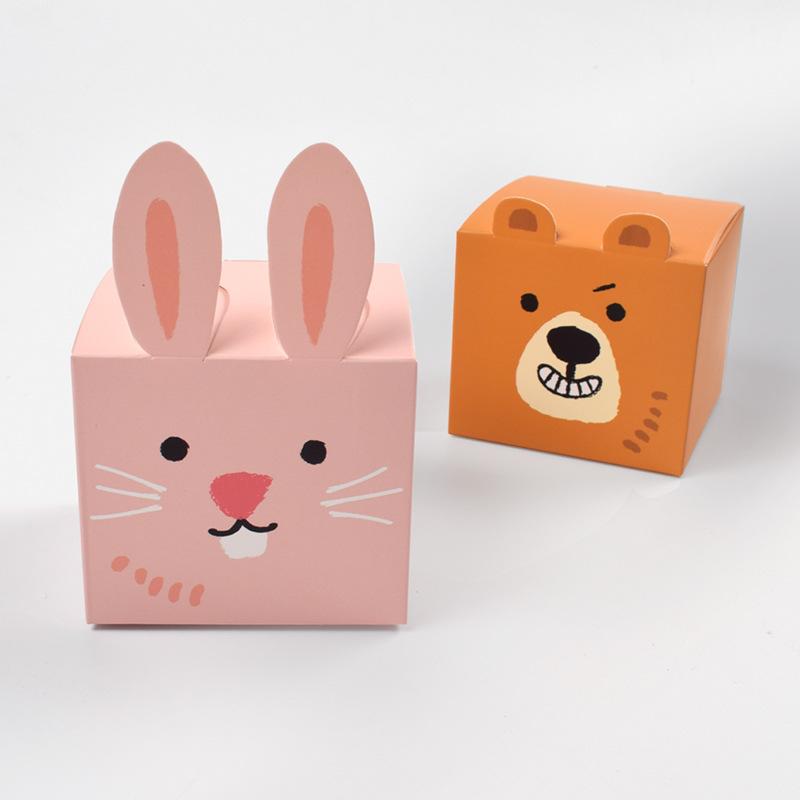 color square cute cat bunny special-shaped gift candy box spot cute folding paper packaging box