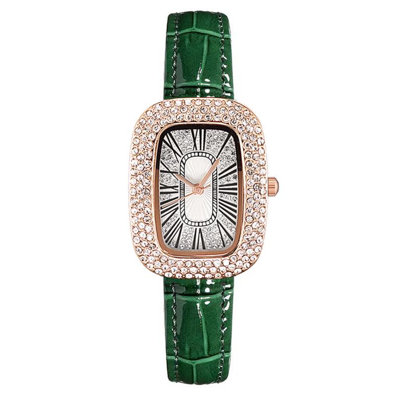 small green watch women's watch female niche big diamond trending on tiktok live streaming on kwai wholesale rhinestone starry women's watch