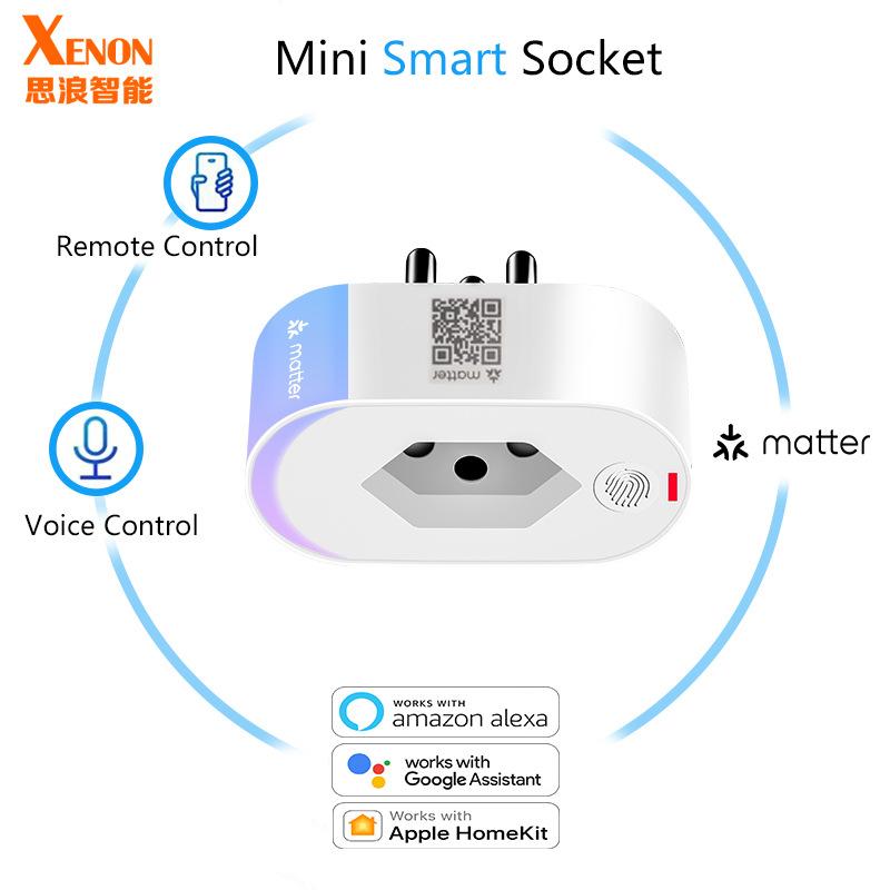 matter certified brazilian standard smart socket apple samsung philips google amazon voice plug
