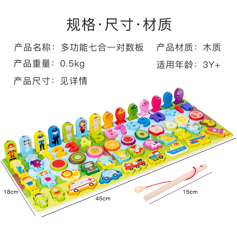 儿童益智玩具七合一对数板水果数字人物认知游戏详情13
