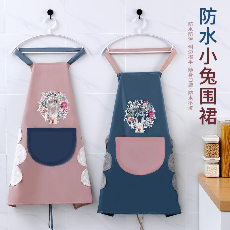 2021 New Home Long Sleeve Apron Women's Waterproof Oilproof Cooking Coverall Adult Kitchen Fashion inside-out Wear Work Clothes