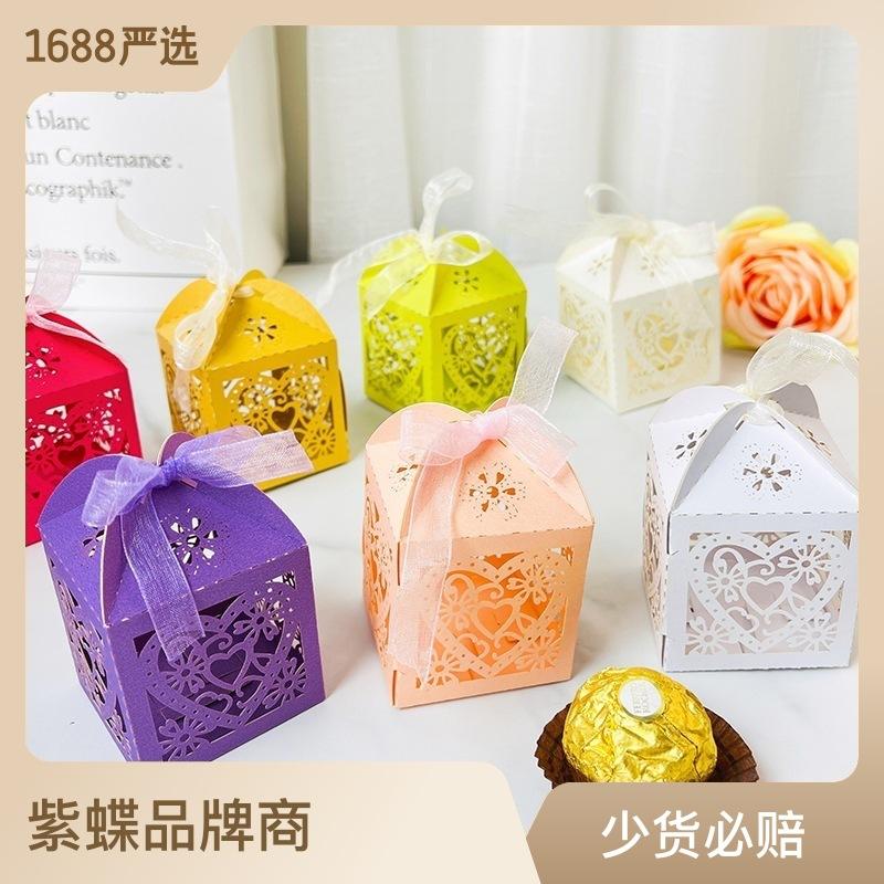 cross-border wedding hollowed heart shape candy box european wedding ferrero bird pearl paper box candy box