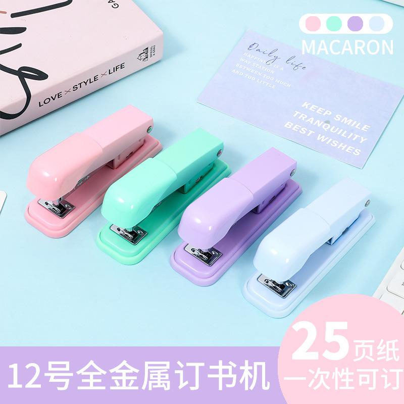 Macaron No. 12 All Metal Stapler Binding Labor-Saving Multifunctional Stapler Wholesale Office Large Size Book Stapler