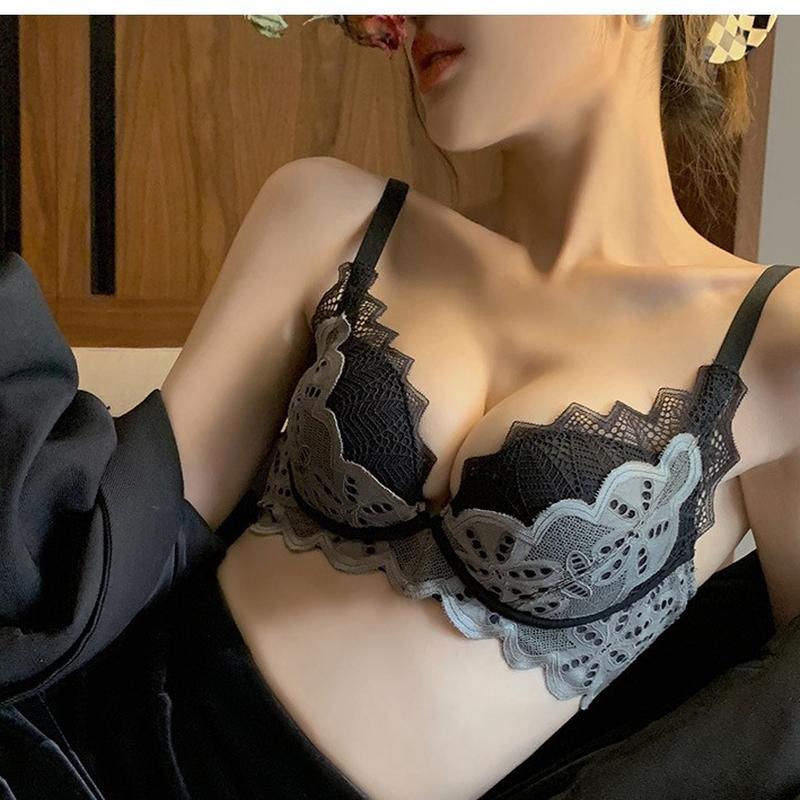 lace adjustment underwear women's small chest push up big without wire accessory breast push up push up anti-sag bra set