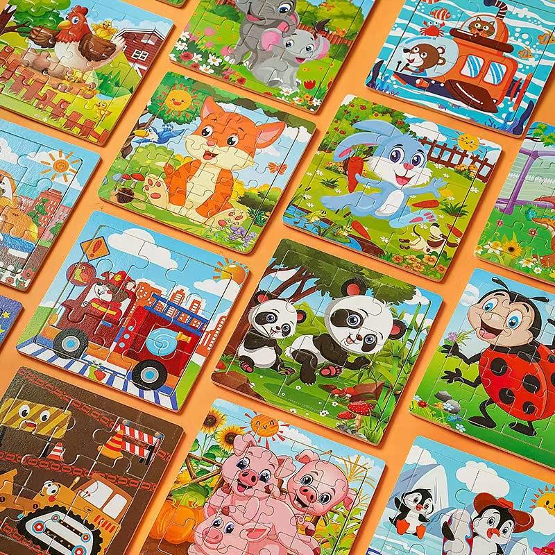 16-piece cartoon plane puzzle wholesale baby early education intellectual development boys and girls building blocks for infant toys