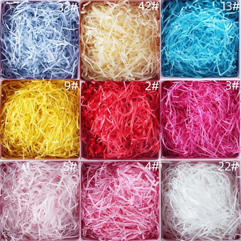 factory wholesale raffia shredded paper wedding wedding candies box packaging filler multiple colors wrinkled paper 1kg