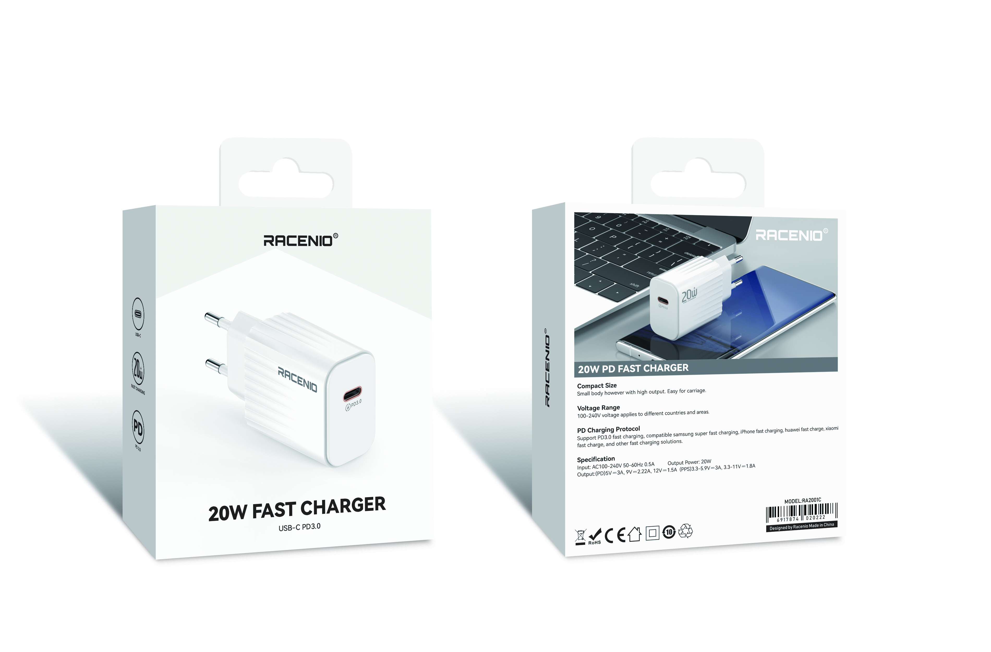 RACENIO PD充电器 PD3.0快充 超级快充