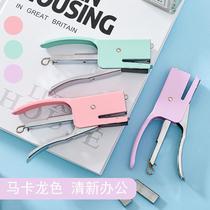 Macaron Color Hand-Held Stapler Factory Large Book Stapler Wholesale No. 12 Metal Student Effortless Stapler