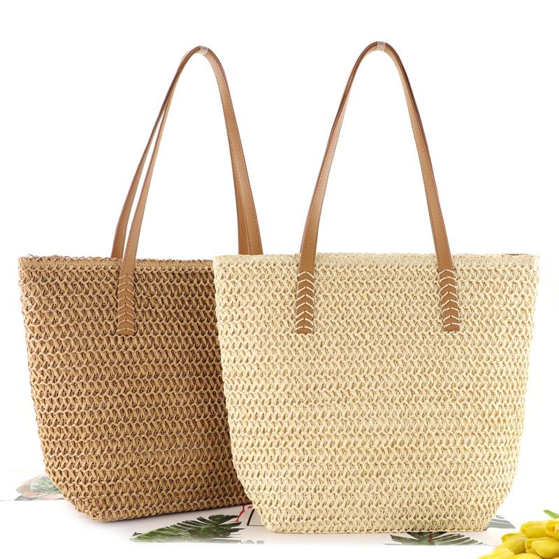 One-Piece Delivery Ins New Woven One-Color Woven Bag Fashion Shoulder Straw Bag Casual Women's Bag Beach Bag