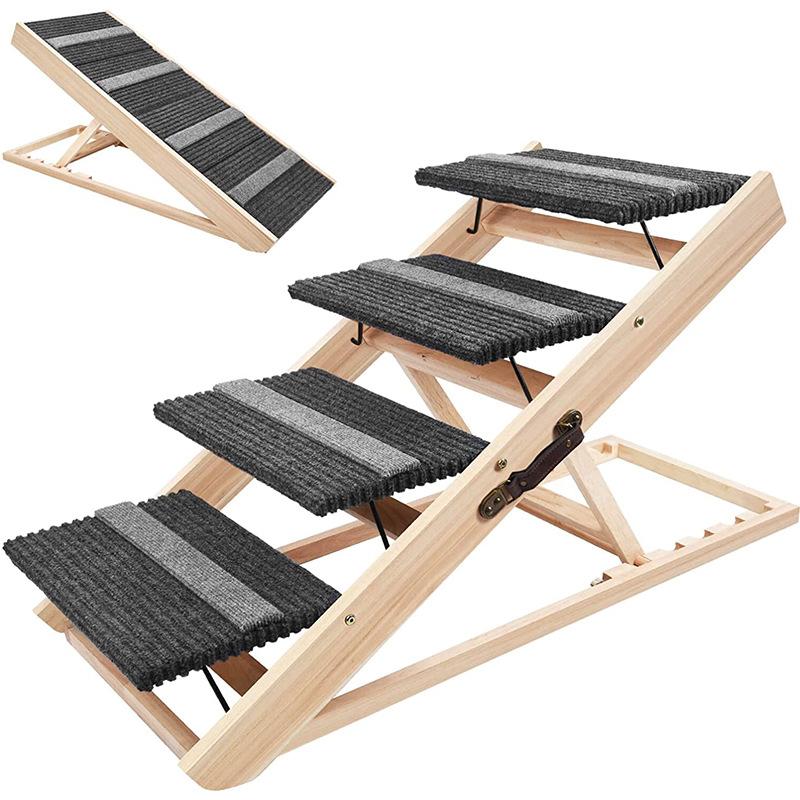 wooden pet ladder solid wood dog stairs foldable dog ladder bed ladder portable pet supplies