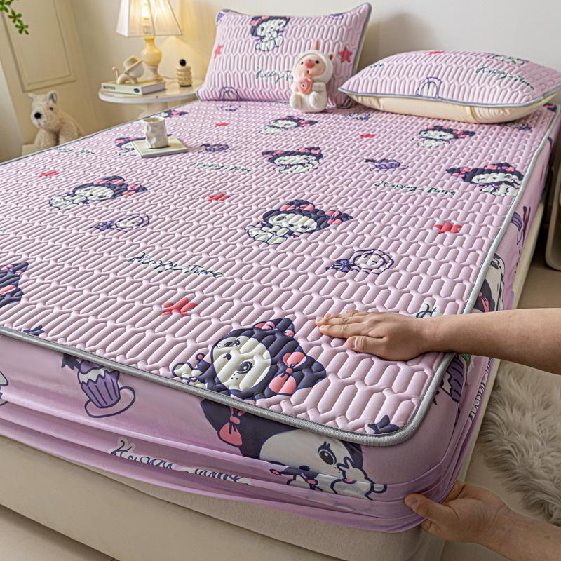 factory direct sales ice silk latex mat fitted sheet summer bed sheets household machine washable air conditioner soft mat protective cover