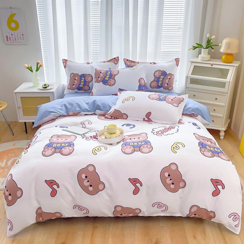 2024 new plant cashmere thickened, sanded fabric four-piece set heavy weight bed sheet fitted sheet factory direct sales group purchase