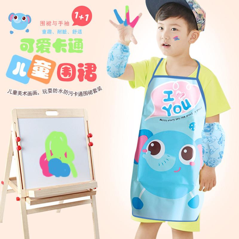 cartoon baby bib pvc waterproof art painting apron waterproof smock baby kindergarten handmade antifouling apron