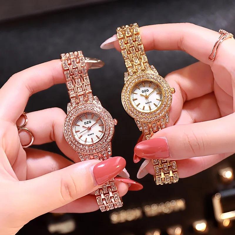 Full Diamond Steel Belt Small Dial Full Diamond Gypsophila Watch Female Small Dial Women's Quartz Watch Fashion Simple Female Student