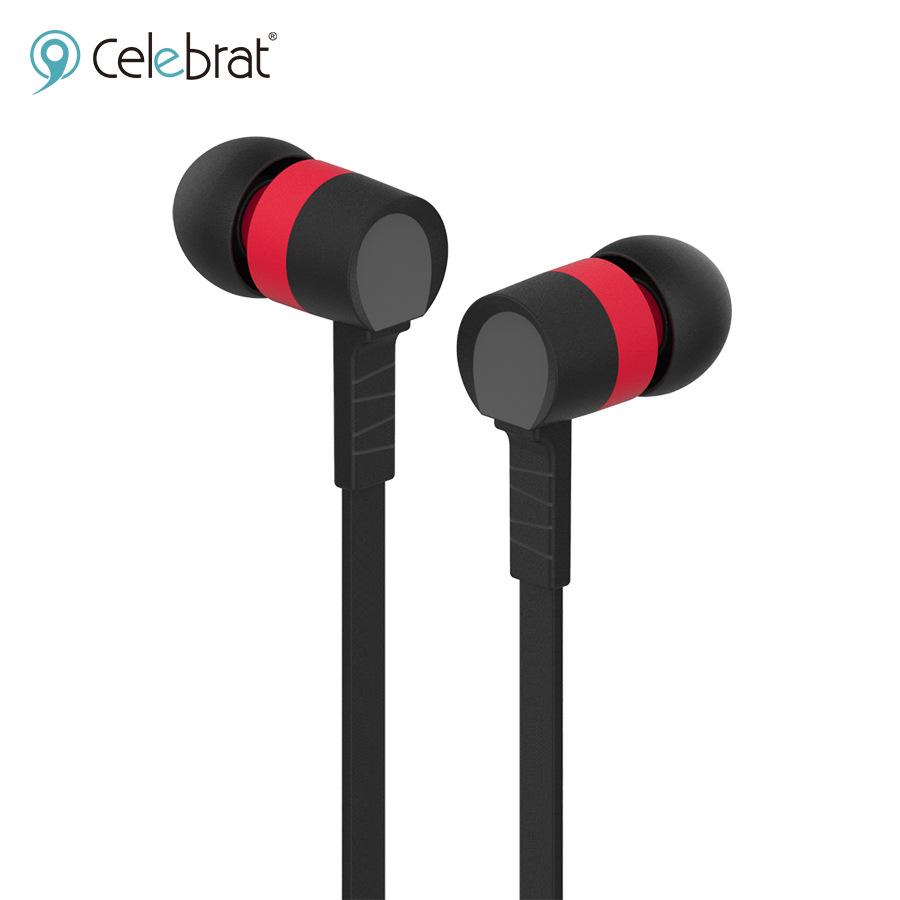 celebrat d2 in-ear headphones extra bass cellphone drive-by-wire with microphone