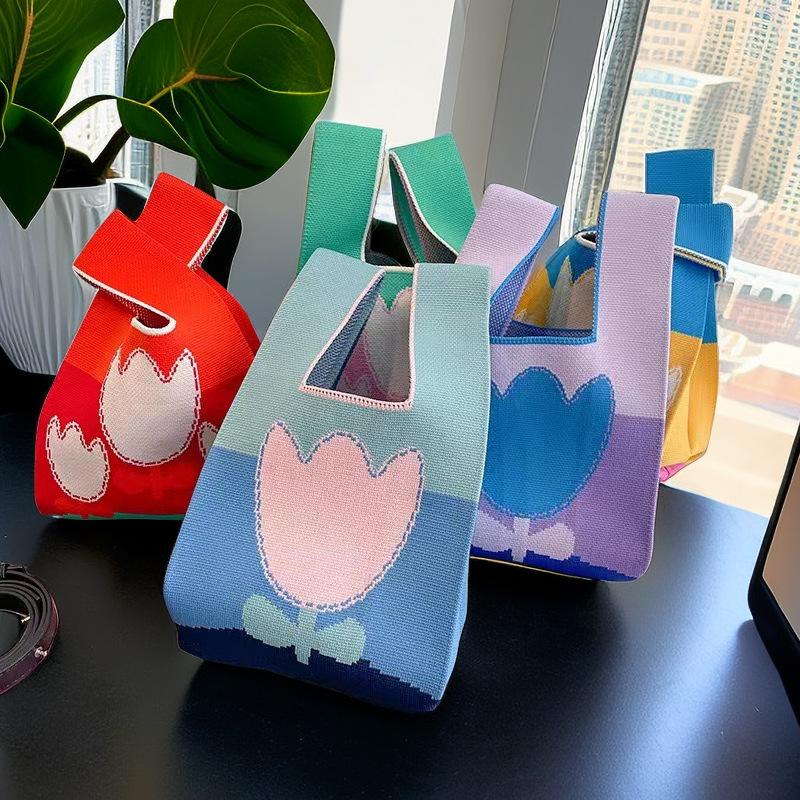 knitted bag handbag bucket bag tote bag woven bag bag women's bag women's bag vest bag simple cross-border bag