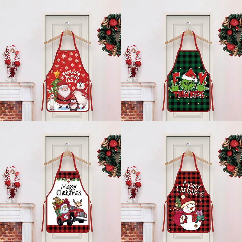 cross-border new arrival cartoon dr. seuss' how the grinch stole christmas apron digital printing household apron holiday party atmosphere decorations