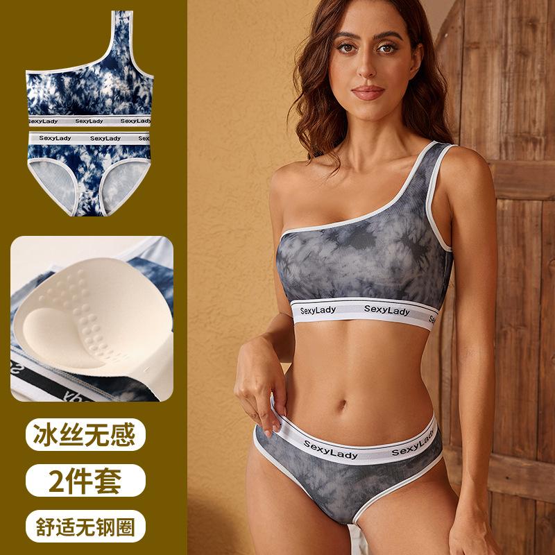 sports shockproof sling back shaping bra set female without steel ring push up breathable tube top full coverage base bra