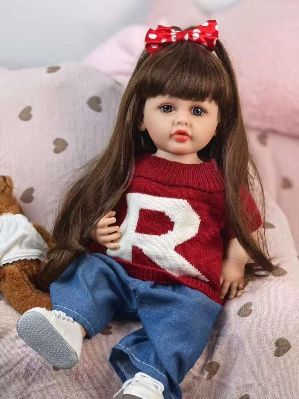 55厘米重生娃娃仿真娃娃 女孩子礼物 外贸娃娃 六一儿童节礼物  植发娃娃 搪胶娃娃 重生女孩玩具儿童生日礼物