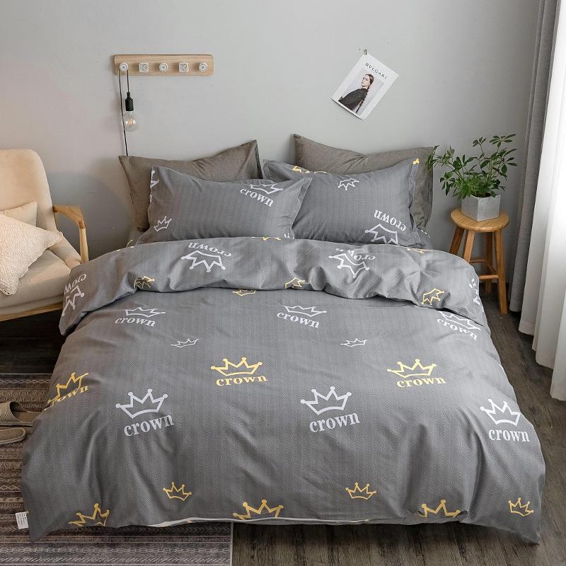 winter four-piece set single bed sheet duvet cover student dormitory quilt pure washed cotton three-piece set quilt cover bedding