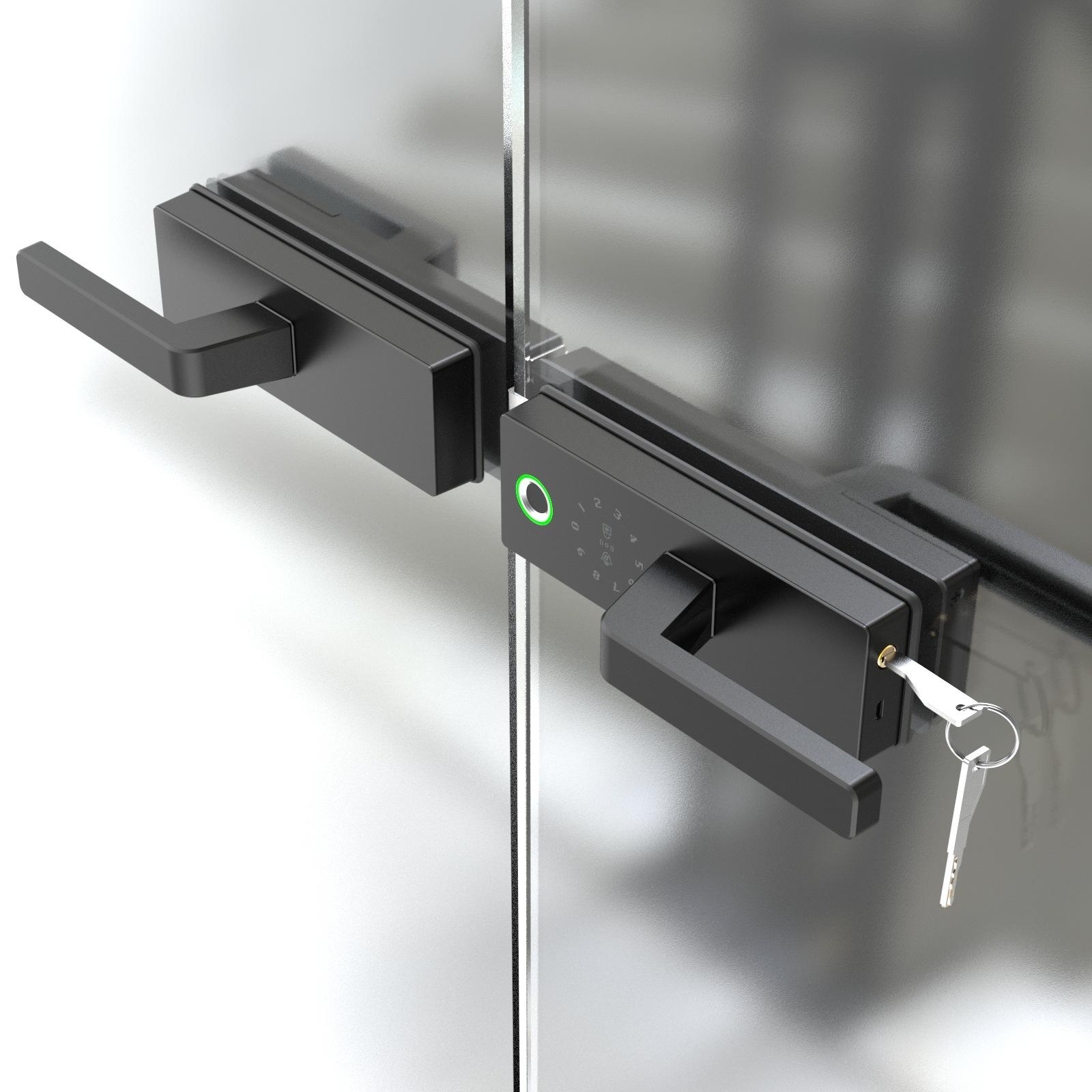fingerprint lock password lock card lock electronic lock partition door lock double open glass door electronic door brush
