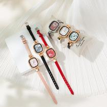 Affordable Luxury Fashion Oval Diamond Roman Scale Simple Temperament Quartz Belt Wrist Watch Goddess Style