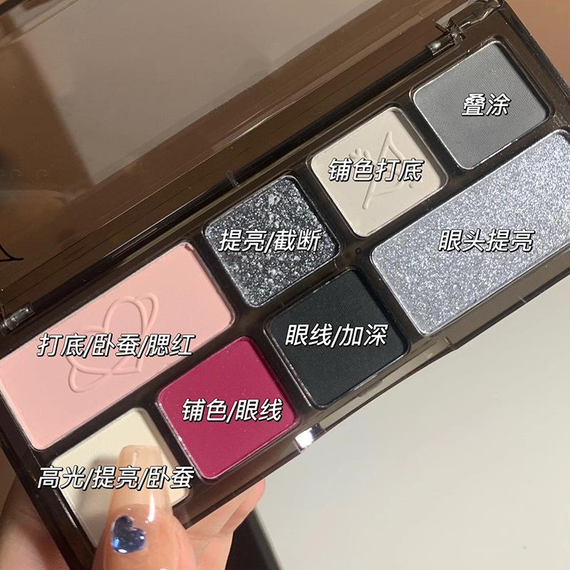 hey heart rose eye shadow black matte smoky makeup repair makeup palette eye shadow plate suit student punk beginner