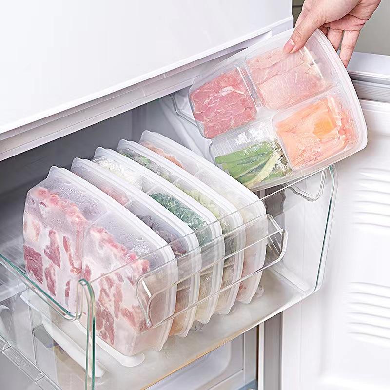 Japanese Frozen Meat Compartment Box Refrigerator Storage Box Cooking Meat Separately Packed Case Frozen Divided Fresh-Keeping Box Wholesale