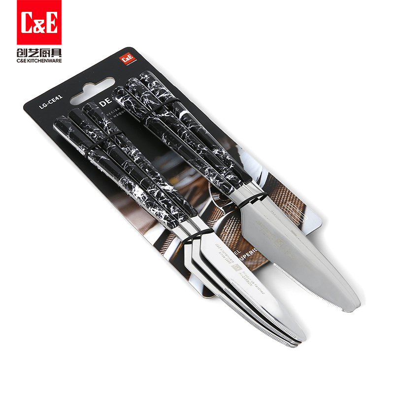 C&E Creative 6-piece Set of stainless steel, retro steak knife, dessert spoon, salad fork, restaurant, hotel, home use pic 9