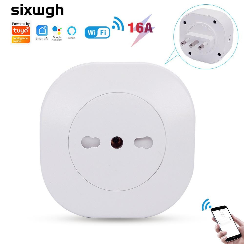 graffiti wi-fi smart socket 16a italian standard plug alexa voice mobile phone remote control timing sharing