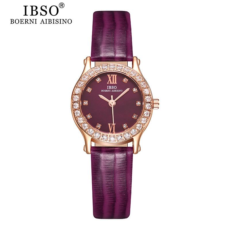 Ibso Light Luxury Diamond Shell Pattern Women's Watch Waterproof Genuine Leather Fashion New Korean Style Elegant Fashion Watch for Women
