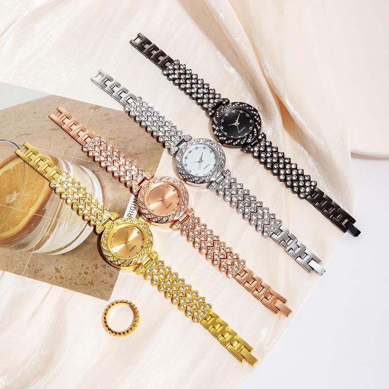 New Cross-Border round Watch Digital Dial Ladies Diamond Quartz Watch Fashion Casual Student Watch Wholesale