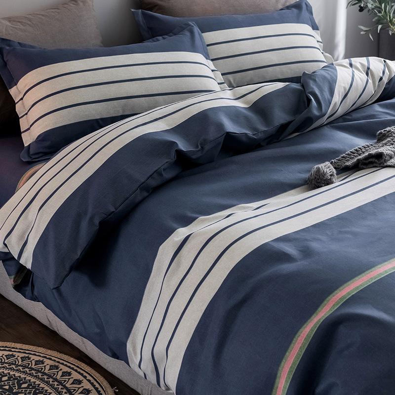Four-Piece Set Washed Cotton Bed Sheet Quilt Cover Student Bed Dormitory Bed Three-Piece Set Quilt Cover Autumn and Winter Bedding Wholesale