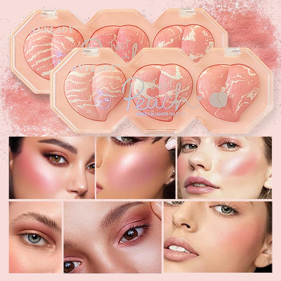 sweet baked peach blush foreign trade makeup multifunctional eye shadow blush integrated plate powder cake repair plate wholesale