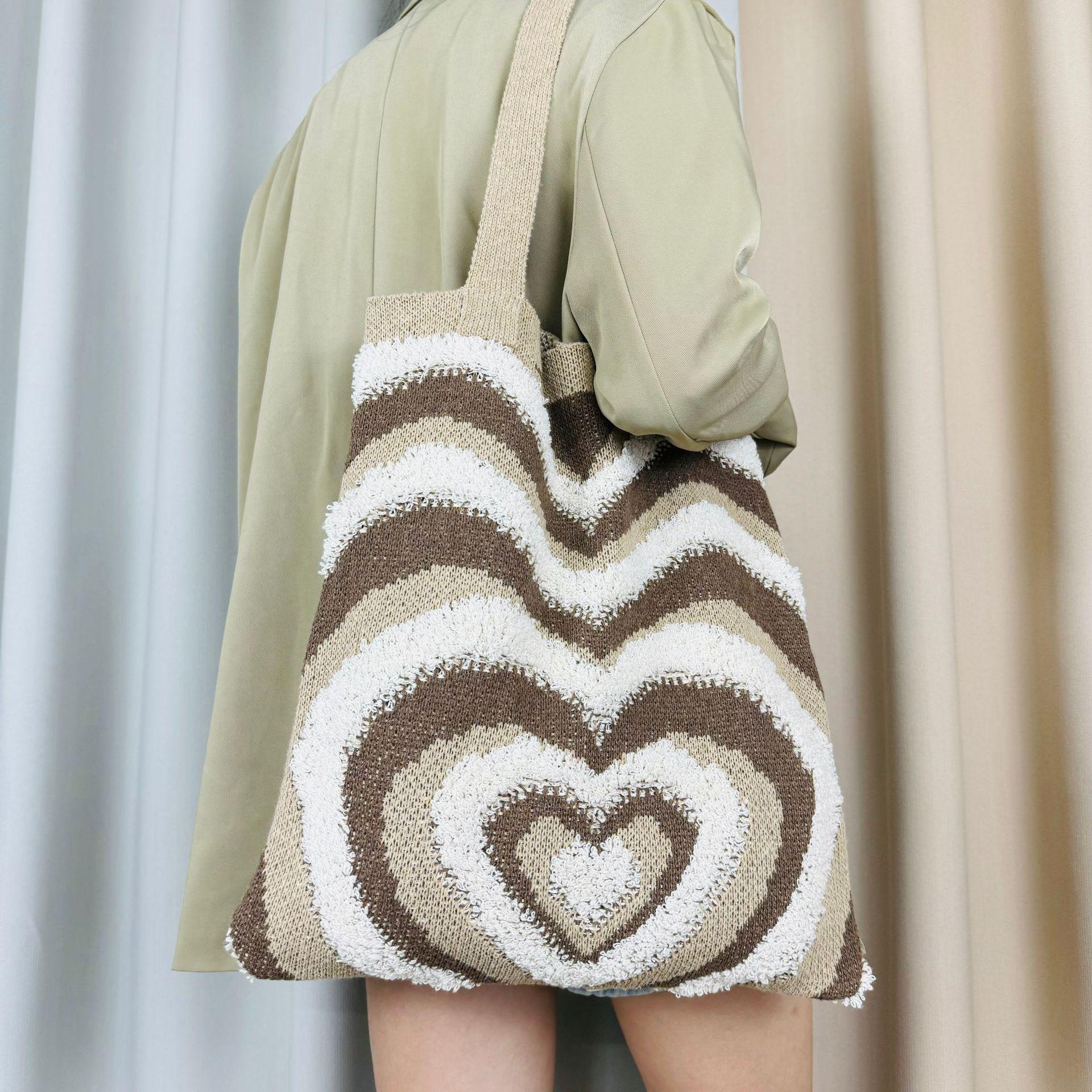 2023 New Bags Exclusive for Cross-Border Knitted Bags Shoulder Bag Shopping Bag Woven Bag rge Capacity Totes Women