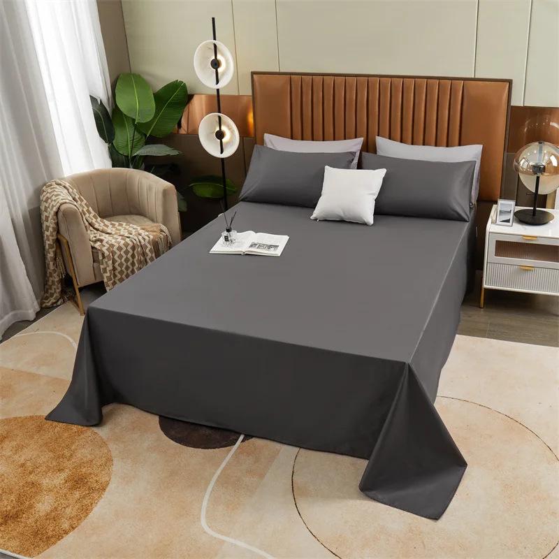 simple solid color aloe cotton bed sheet one-piece household skin-friendly bed sheet student dormitory single person double linen pillowcase wholesale