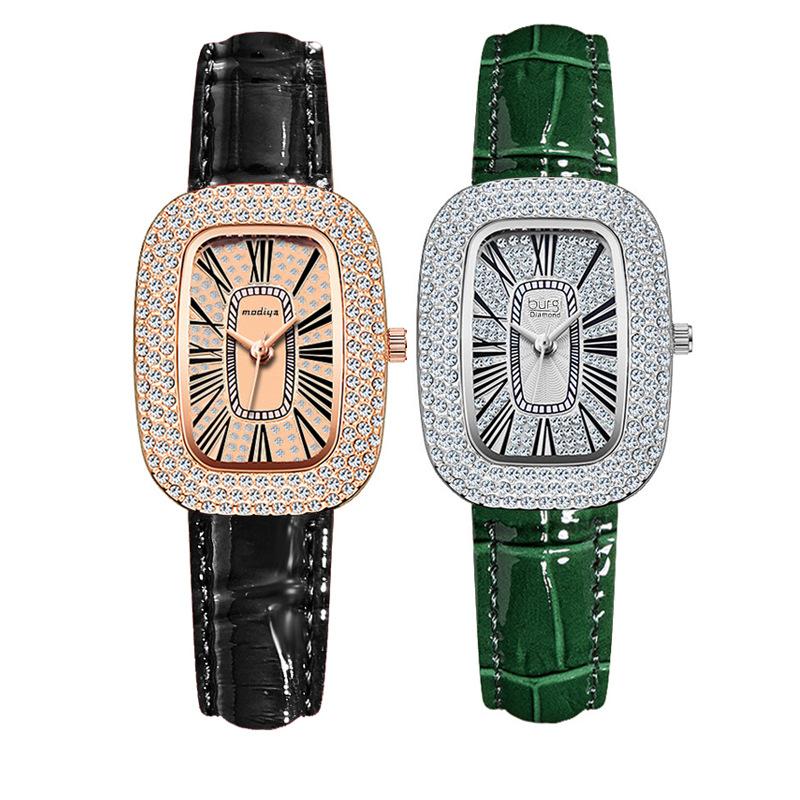 green watch big diamond belt watch women wholesale tiktok live streaming on kwai quartz women's watch starry women's watch