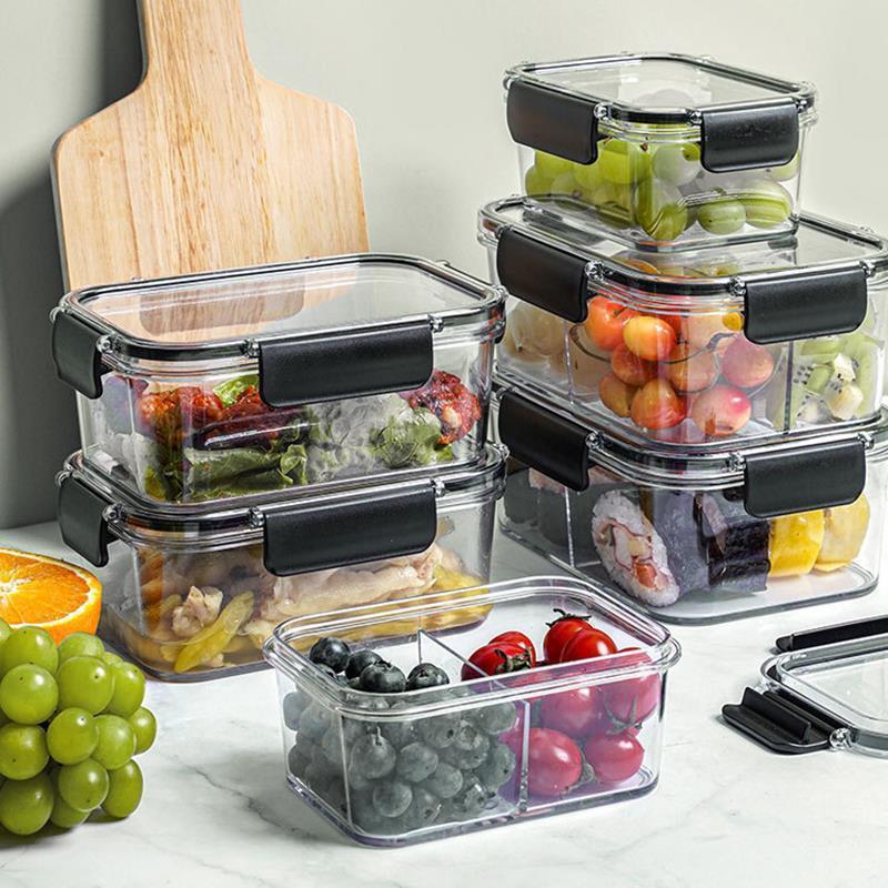 refrigerator dedicated storage box divided fresh-keeping box food grade fruit bento box heating plastic airtight box