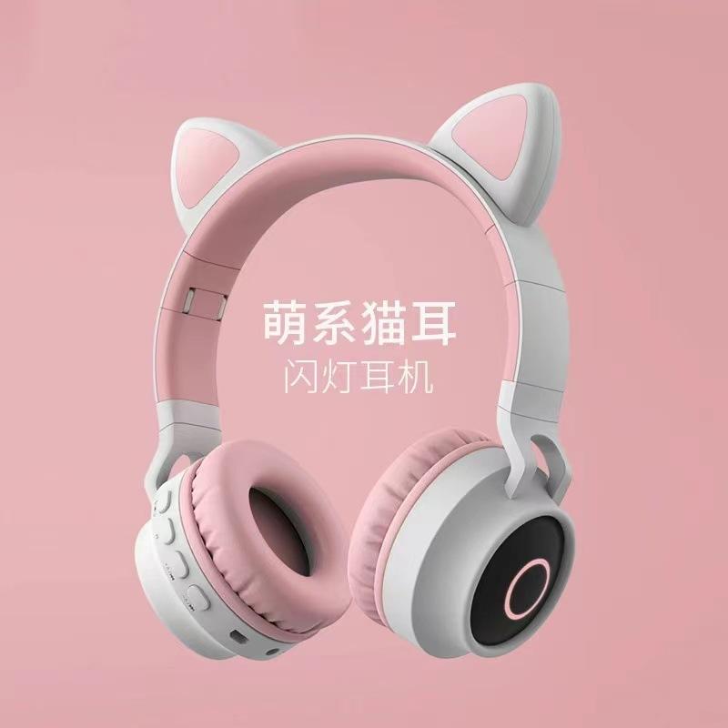 cross-border 028  ears internet celebrity glowing bluetooth headphone head-mounted wireless bluetooth earphone cellphone universal manufacturer
