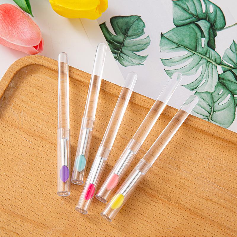 portable silicone lip brush soft head coating stick sequins with lid eye shadow brush lip gloss lip glaze brush mini lip brush wholesale