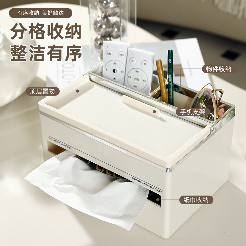 Wholesale B78-ZJH23121 Tissue box, living room tissue box, simple, multi-functional, creative and light luxury desktop storage box detail image 4