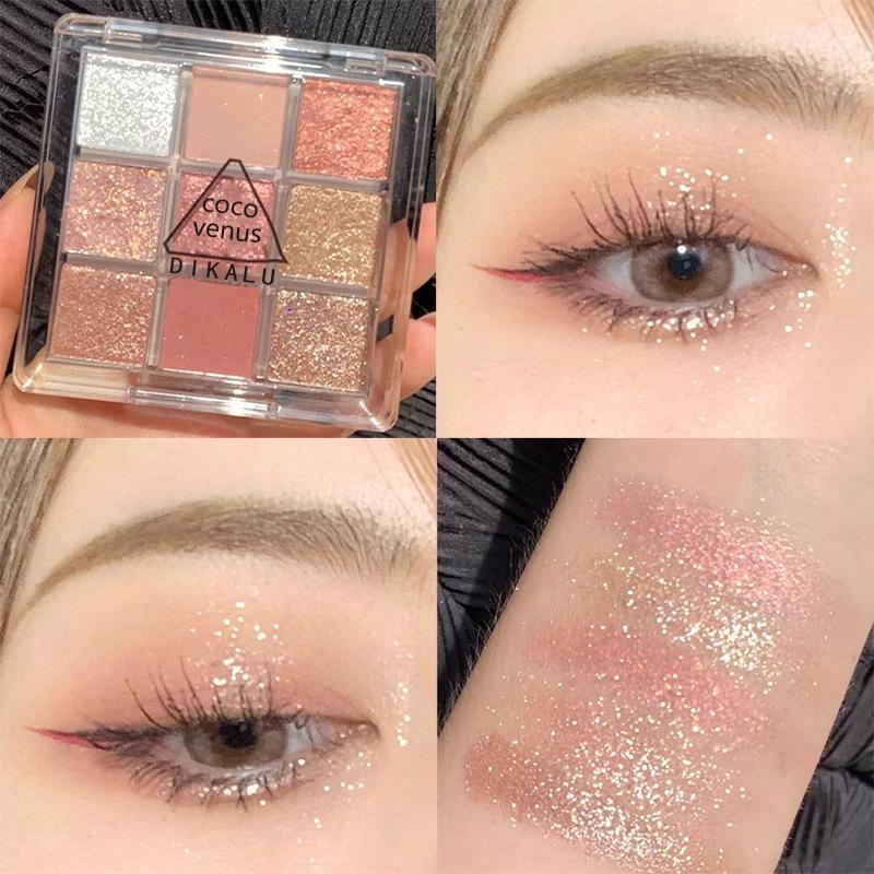 transparent nine-color acrylic eye shadow plate shimmer matte earth-color nine-grid eye shadow ce 9-color
