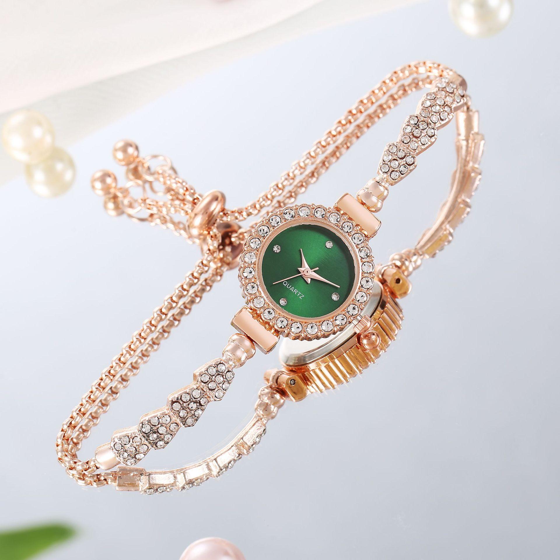 new fashion diamond round women's watch free adjustment bracelet watch women's quartz watch wholesale