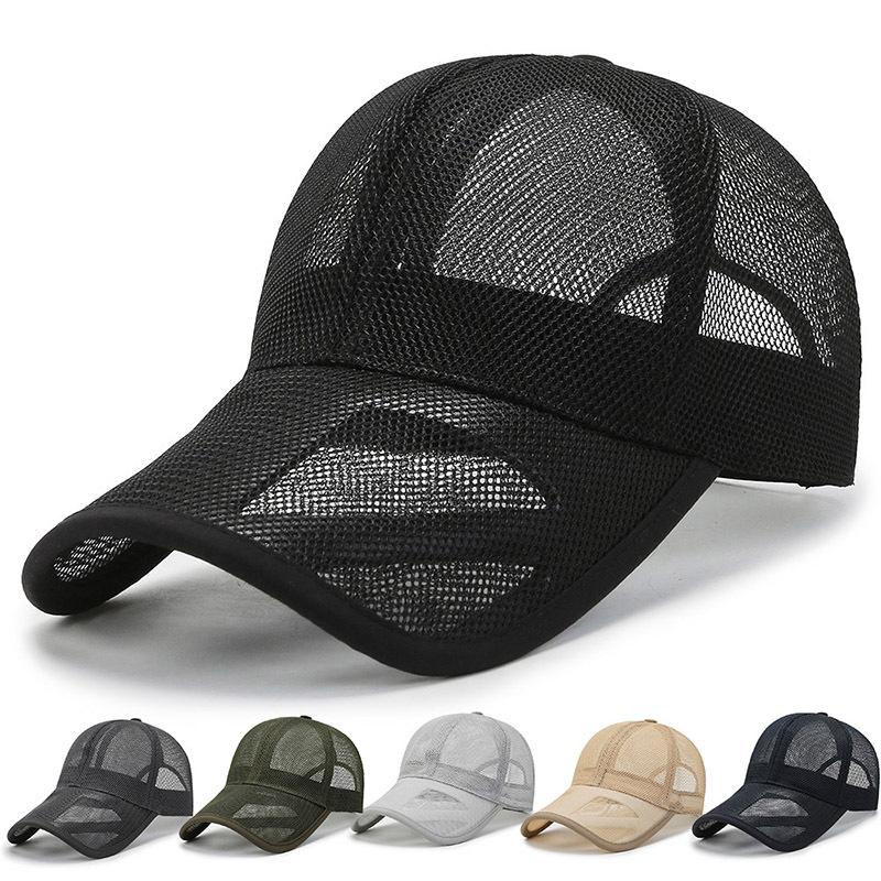 New Mesh Cap Hollow Brim Baseball Cap Sun Hat Men's Peaked Cap Spring and Summer Breathable Mesh Fitted Cap Female Sun Hat