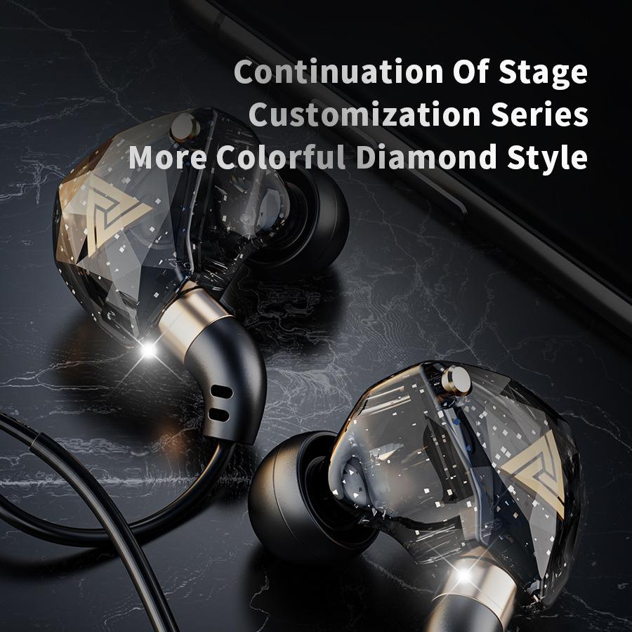 qkz sk8 extra bass headphones computer game wire control with microphone sports in-ear anchor pubg headphones