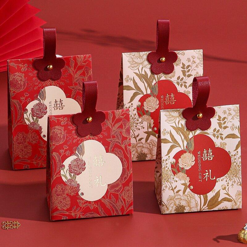 new wedding candies box wholesale chinese hand-held wedding candy packing boxes engagement candy bag candy