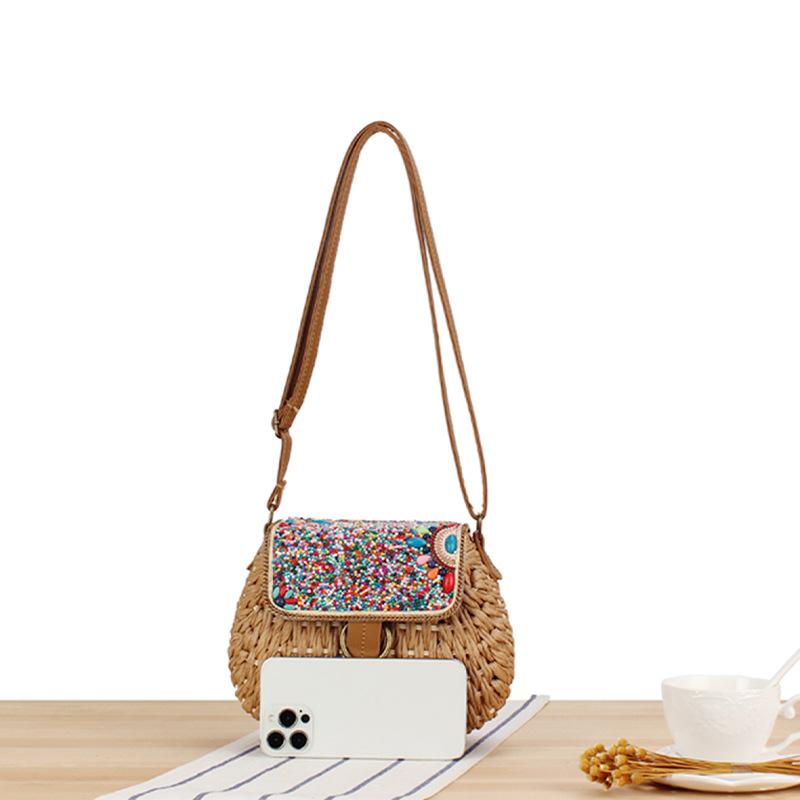 Fashion Paper-String Woven Bag Advanced Texture Crossbody Small Bag Minority Simple Design Paper Woven Bag Women's Bag