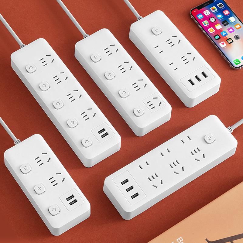 intelligent extension sockets long wire plug board porous position power point row socket with usb home office multi-function row plug