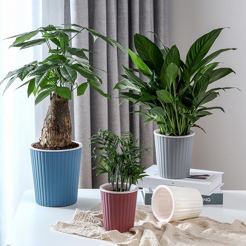 green dill flowerpot lazy automatic self-absorbent plastic watering-free flower pot large water storage basin flower growing special basin
